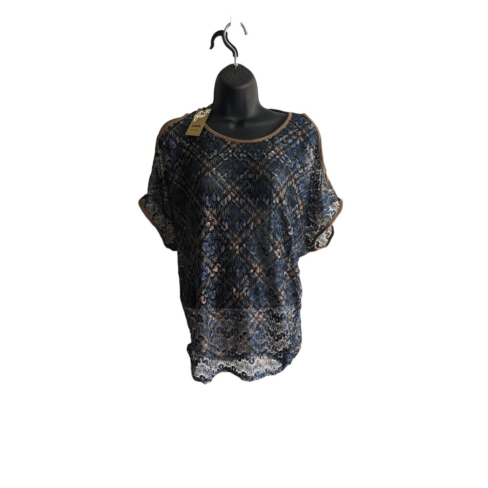 LARA FASHION WOMENS PULLOVER Black BLOUSE One Size